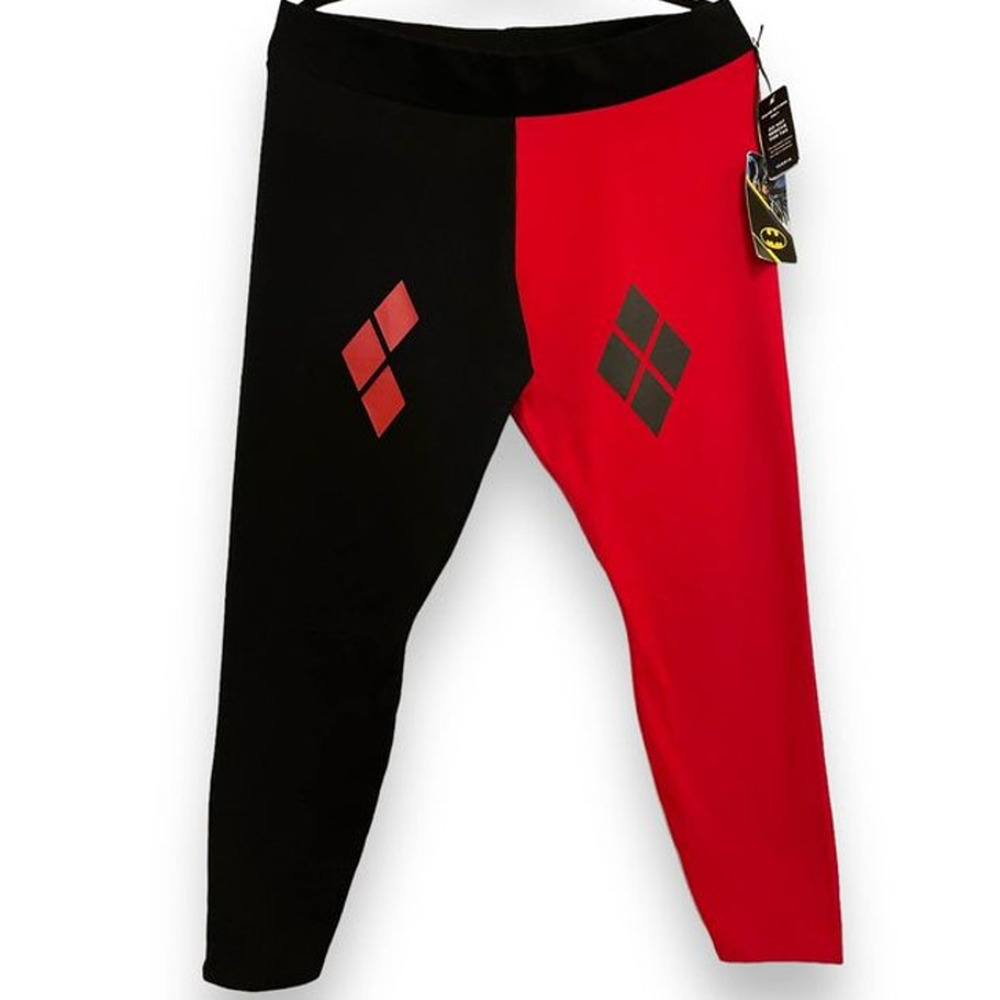 Torrid 0 (0X) Sexy Harley Quinn DC Comics Punk Gothic Red/Black Leggings New
